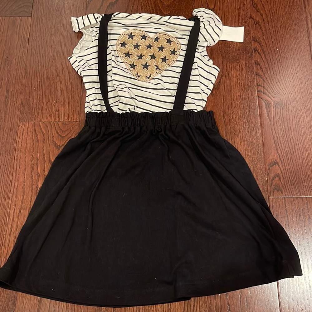 Epic Threads Big Girls Short Sleeve Tee and Pinnafore Dress Set